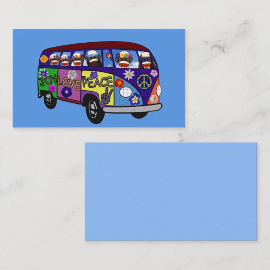 Sock Monkey Peace Bus Business Card Visitekaartje (Voorkant / Achterkant)