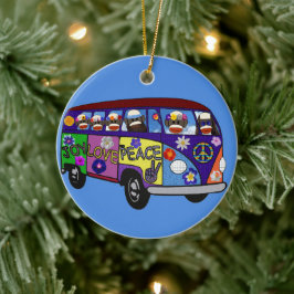Sock Monkey Peace Bus  Keramisch Ornament