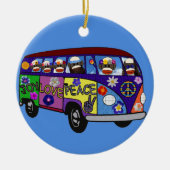 Sock Monkey Peace Bus Keramisch Ornament (Voorkant)