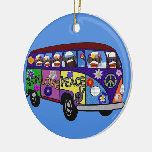 Sock Monkey Peace Bus  Keramisch Ornament (Links)