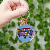 Sock Monkey Peace Bus Keychain (Hand)