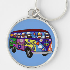 Sock Monkey Peace Bus Keychain