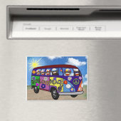 Sock Monkey Peace Bus Magnet (Insitu (Vaatwasser))