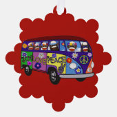 Sock Monkey Peace Bus Paper Ornament Card Kaart (Voorkant)