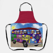 Sock Monkey Peace Bus Postcard Schort (Voorkant)