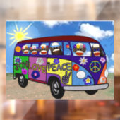 Sock Monkey Peace Bus Raamsticker (Vel 2)