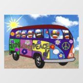 Sock Monkey Peace Bus Raamsticker (Vel)