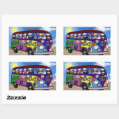 Sock Monkey Peace Bus Rechthoekige Sticker (Vel)