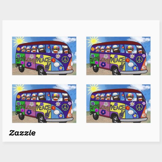 Sock Monkey Peace Bus Rechthoekige Sticker (Vel)