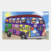 Sock Monkey Peace Bus Rechthoekige Sticker (Voorkant)