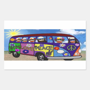 Sock Monkey Peace Bus Rechthoekige Sticker