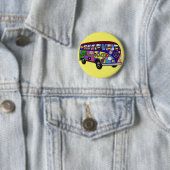 Sock Monkey Peace Bus  Ronde Button 5,7 Cm (In situ)