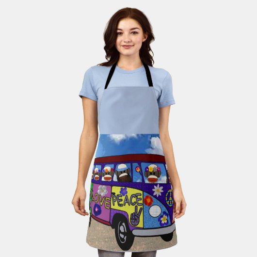 Sock Monkey Peace Bus  Schort (Gedragen)