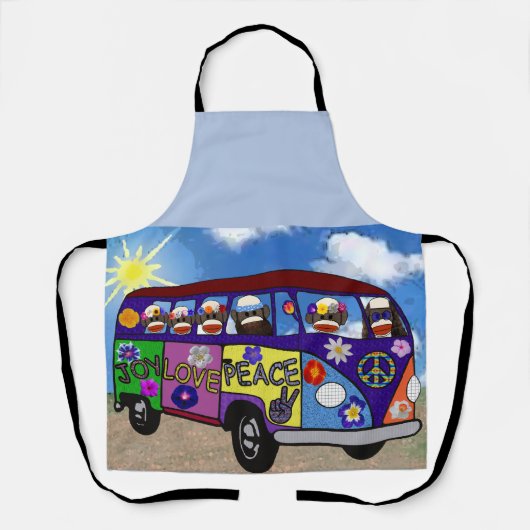 Sock Monkey Peace Bus  Schort (Voorkant)