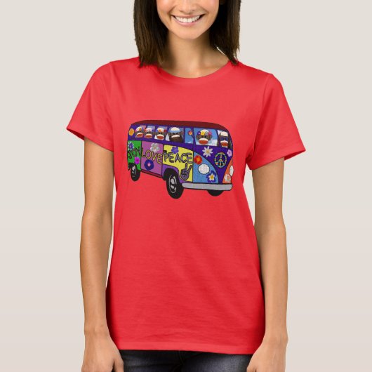 Sock Monkey Peace Bus  T-shirt (Voorkant)