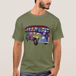 Sock Monkey Peace Bus  T-shirt