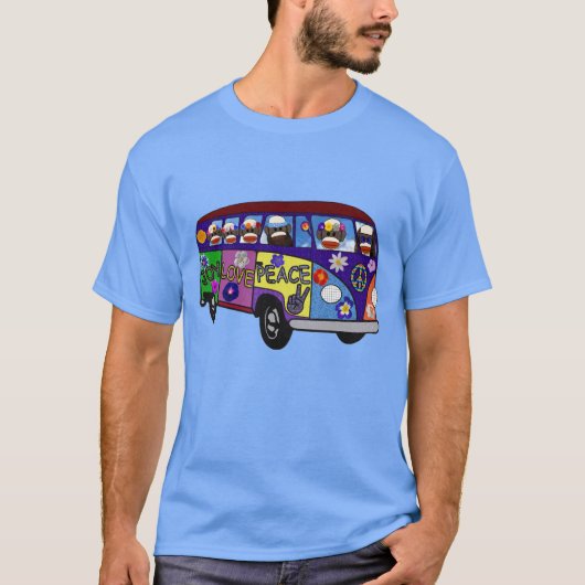 Sock Monkey Peace Bus  T-shirt (Voorkant)