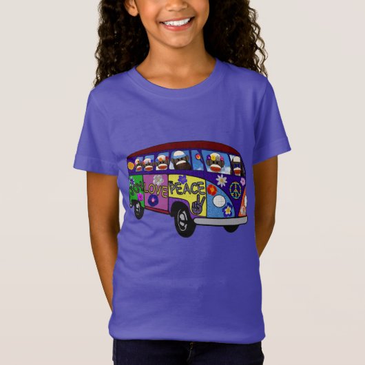 Sock Monkey Peace Bus  T-shirt (Voorkant)