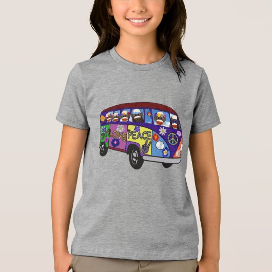 Sock Monkey Peace Bus  Tri-Blend Shirt (Voorkant)