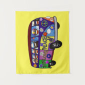 Sock Monkey Peace Bus Wandkleed (Voorkant)