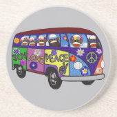 Sock Monkey Peace Bus  Zandsteen Onderzetter (Voorkant)