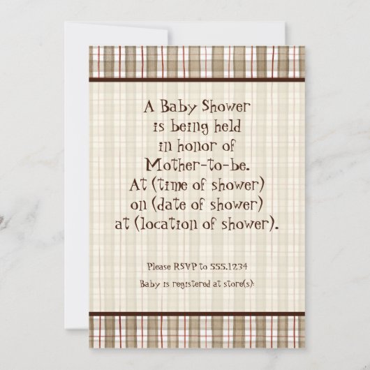 Sock Monkey Pedal Car, Boy Baby shower Invitation Kaart (Achterkant)