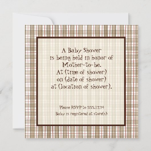 Sock Monkey Pedal Car, Boy Baby shower Invitation Kaart (Achterkant)