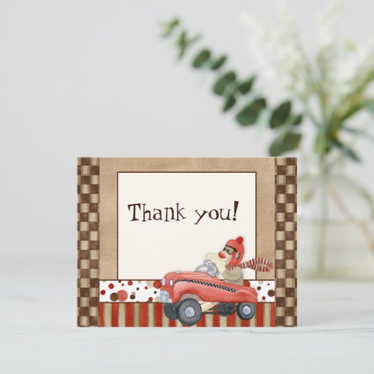 Sock Monkey Pedal Car, dank u Kaarten (Staand voorkant)