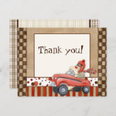 Sock Monkey Pedal Car, dank u Kaarten (Voorkant / Achterkant)