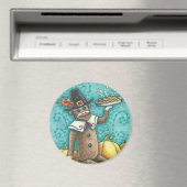 SOCK MONKEY PILGRIM THANKSGIVING DAAG MAGNET Round (Insitu (Vaatwasser))