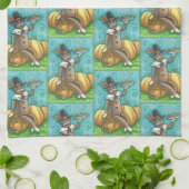 SOCK MONKEY PILGRIM, THANKSGIVING KITCHEN TOWEL THEEDOEK (Gevouwen)