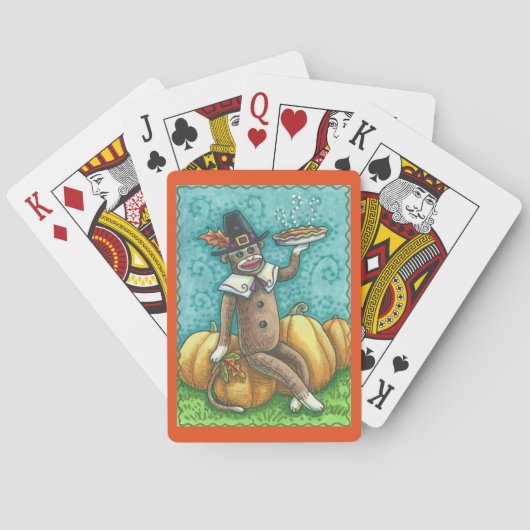 SOCK MONKEY PILGRIM THANKSGIVING PLAYCARDS POKERKAARTEN (Achterkant)