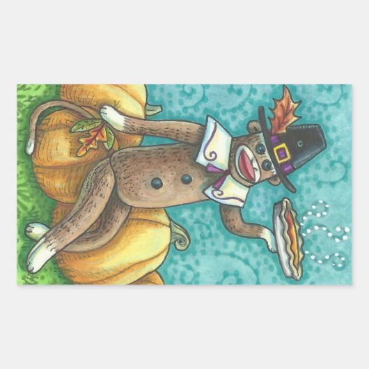 SOCK MONKEY PILGRIM THANKSGIVING STICKER SHEET Rec (Voorkant)