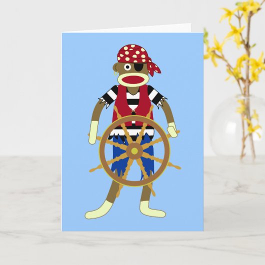 Sock Monkey Pirate Kaart (Gele Bloem)