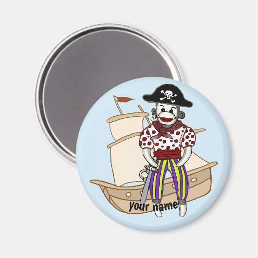 Sock Monkey Pirate Magneet (Voorkant / Achterkant)