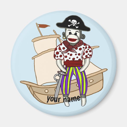 Sock Monkey Pirate Magneet (Voorkant)