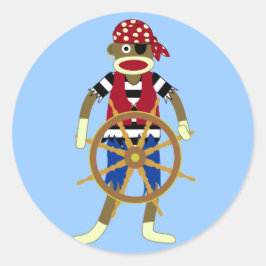 Sock Monkey Pirate Ronde Sticker