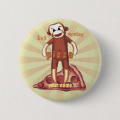 Sock Monkey Pizza Ronde Button 5,7 Cm (Voorkant)