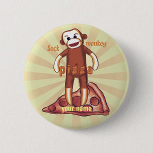 Sock Monkey Pizza Ronde Button 5,7 Cm