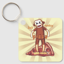 Sock Monkey Pizza Sleutelhanger