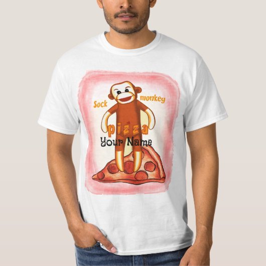 Sock Monkey Pizza T-Shirt (Voorkant)