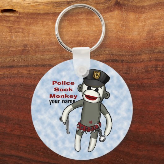Sock Monkey Police sleutelhanger (Voorkant)