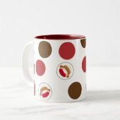 Sock Monkey Polka Dots Mok (rood en bruin) (Voorkant links)