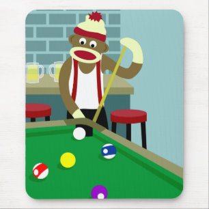 Sock Monkey Pool Billiards Player Muismat