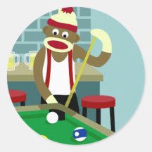 Sock Monkey Pool Billiards Player