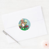 Sock Monkey Pool Billiards Player Ronde Sticker (Envelop)