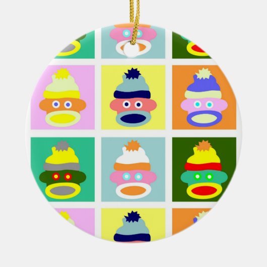 Sock Monkey Pop Art Keramisch Ornament (Voorkant)