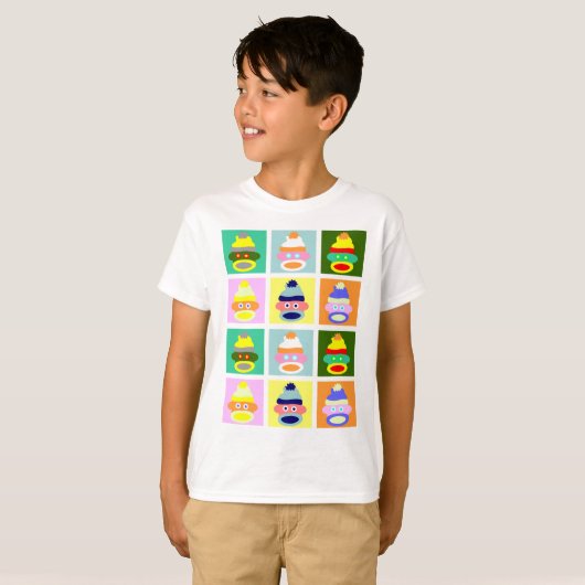 Sock Monkey Pop Art T-shirt (Voorkant volledig)