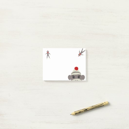Sock Monkey Post-it® Notes (Op bureau)