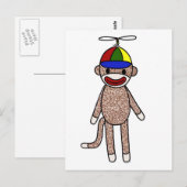 Sock Monkey Propeller Pet Briefkaart (Voorkant / Achterkant)